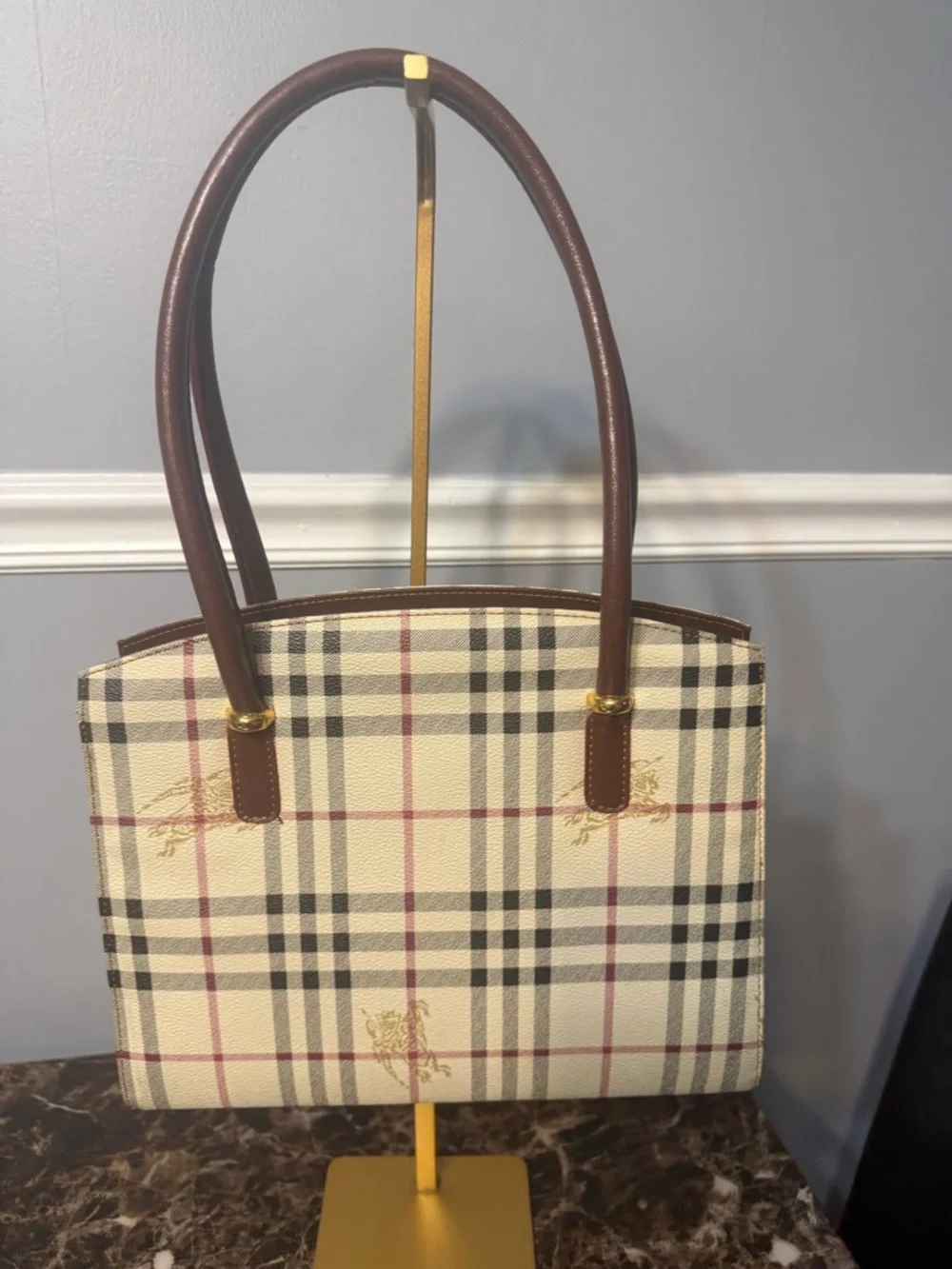 Vintage Burberry’s Haymarket Check Shoulder Bag 90s Nova Plaid Handbag - Picture 5 of 16